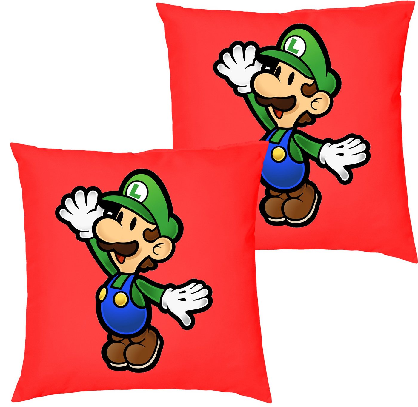 Blondie & Brownie Dekokissen Luigi Mario Yoshi Super Konsole Super Retro Konsole Jump, Kissen mit Füllung von Blondie & Brownie