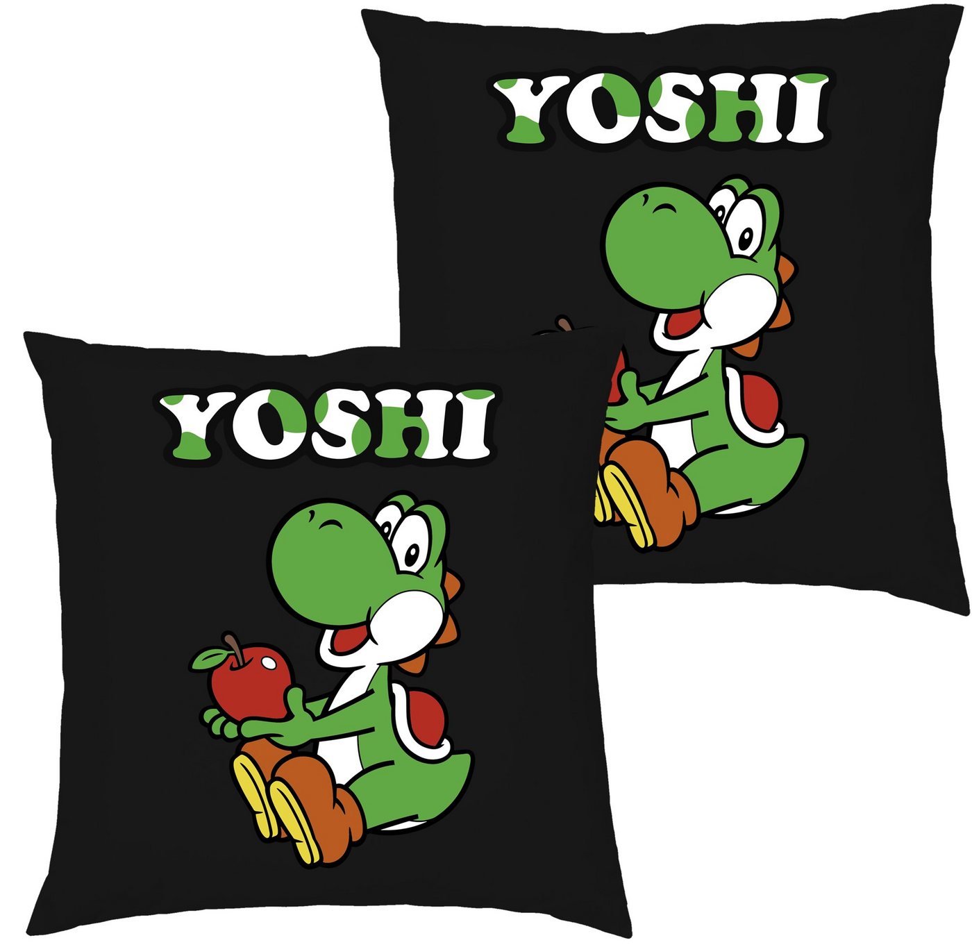 Blondie & Brownie Dekokissen Yoshi Mario Luigi Super Retro Konsole Gamer Gaming, Kissen mit Füllung von Blondie & Brownie