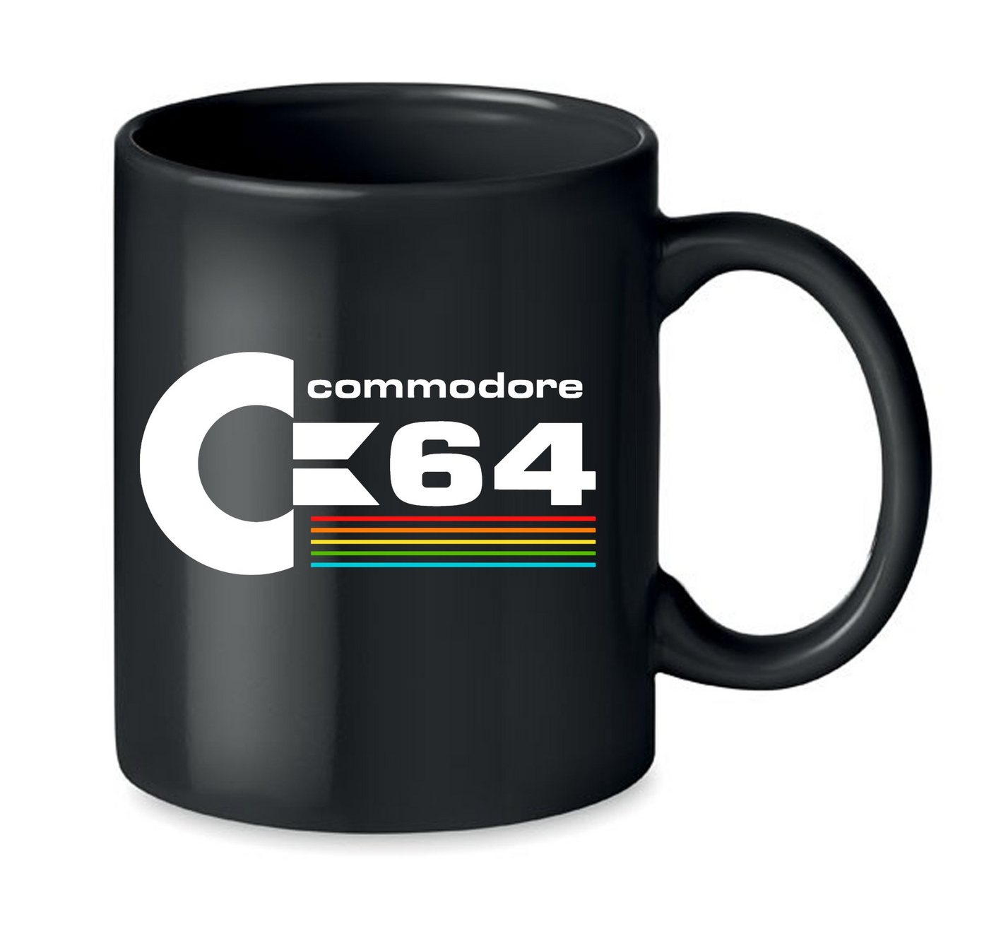 Blondie & Brownie Tasse Commodore 64 Konsole Amige Super Retro in Schwarz und weiß, Keramik von Blondie & Brownie