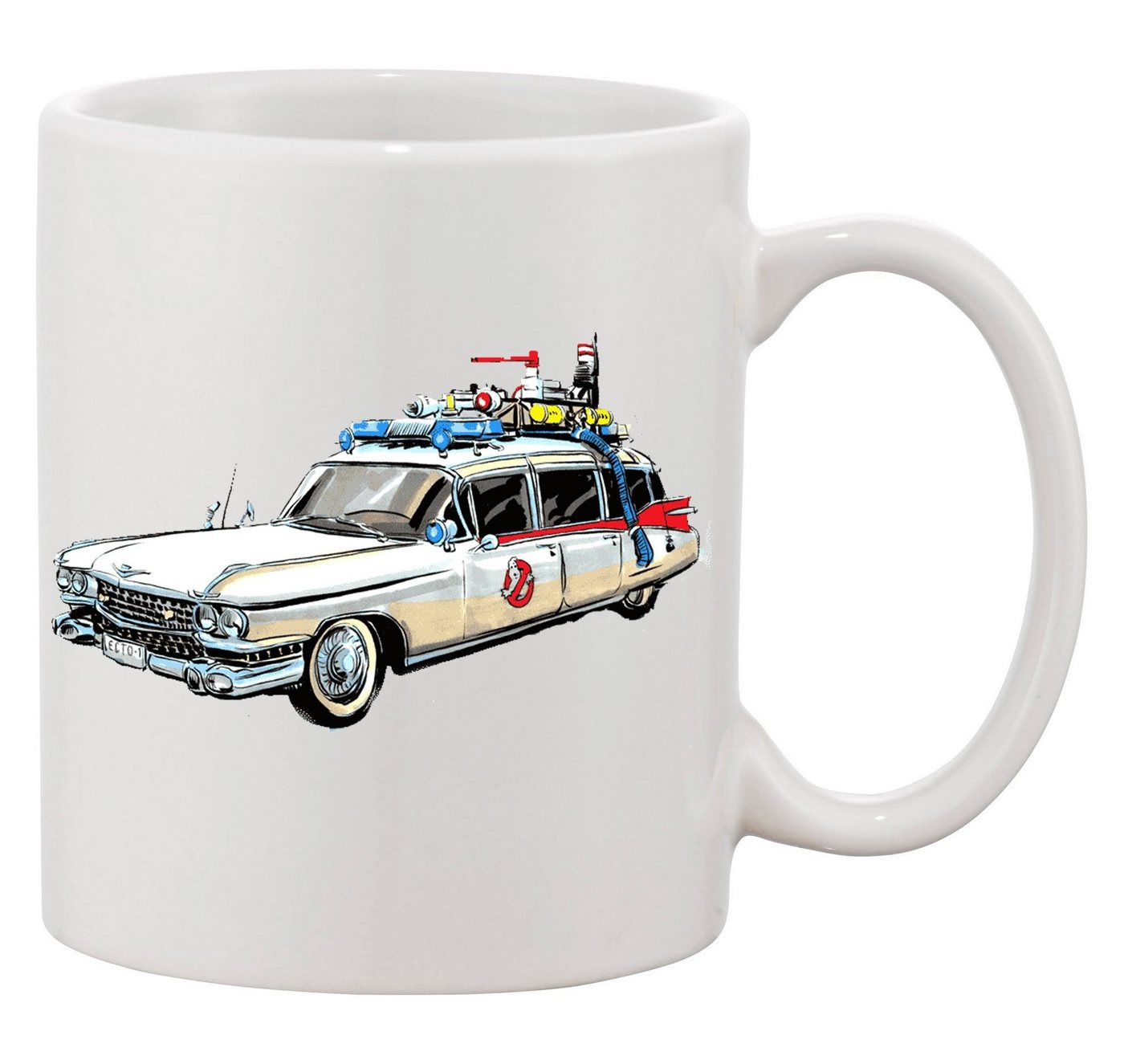 Blondie & Brownie Tasse Ghostbusters Cars Auto Geisterjäger Geister Film in Schwarz und Weiß, Keramik, Spühlmaschinenfest von Blondie & Brownie