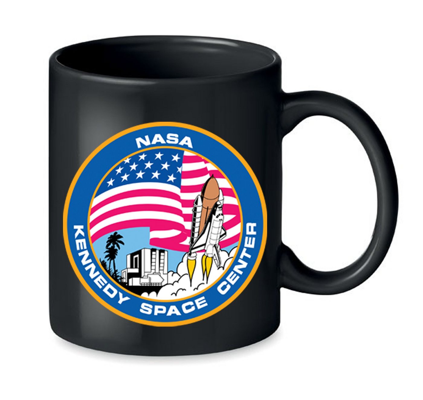 Blondie & Brownie Tasse NASA Kennedy Space Center Rakete Sterne Elon X in Schwarz und Weiß, Keramik, Spühlmaschinenfest von Blondie & Brownie