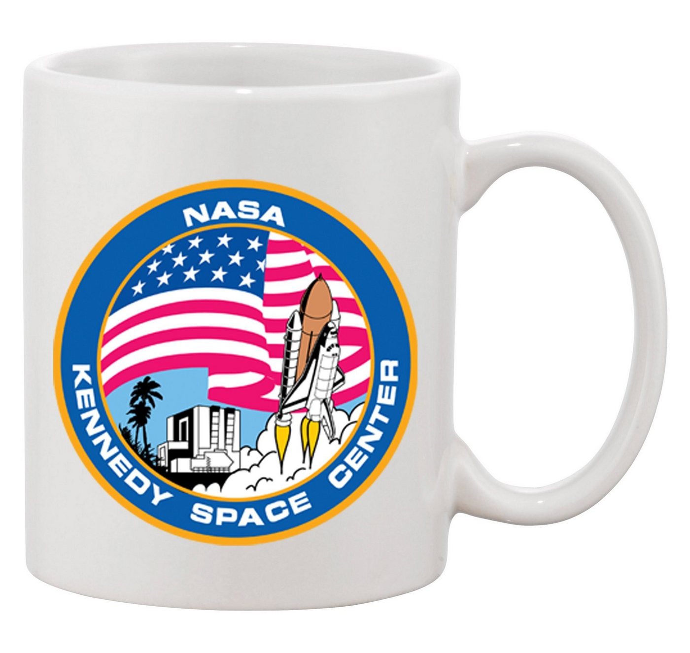 Blondie & Brownie Tasse NASA Kennedy Space Center Rakete Sterne Elon X in Schwarz und Weiß, Keramik, Spühlmaschinenfest von Blondie & Brownie