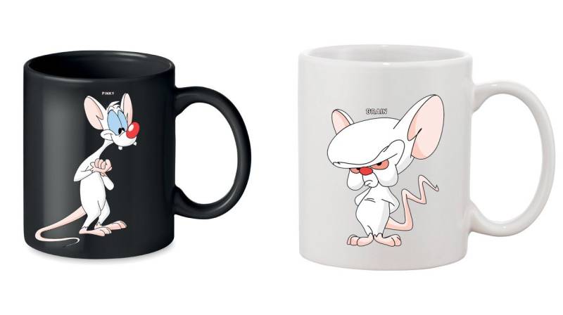 Blondie & Brownie Tasse Pinky Brain Weltherrschaft im SET Friends Paar, Keramik von Blondie & Brownie