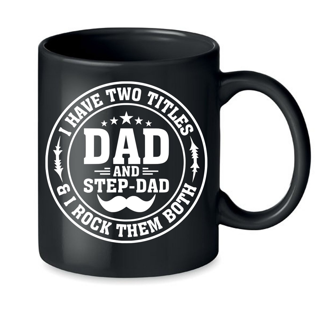 Blondie & Brownie Tasse Stapdad Dad Logo Print Stiefvater Vater Papa Tag in Schwarz und Weiß, Keramik, Spühlmaschinenfest von Blondie & Brownie