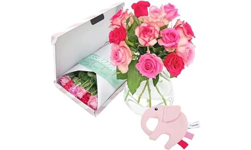 BloomPost Briefkasten-Geschenk – It's a Boy – Briefkasten-Baby-Geschenk – Strauß weiße Rosen – Lieferung frischer Blumen von BloomPost