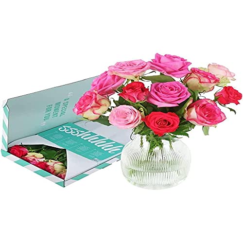 BloomPost Gemischte rosa Rosen – Geschenk im Briefkasten – Frische Blumen geliefert – Blumenstrauß perfekt für Geburtstage und Dankeschön-Geschenke – Rosa – 32 cm von BloomPost