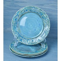 20 cm Teller Set Carved Rim Dessert Auf Bestellung von BloomingPottery