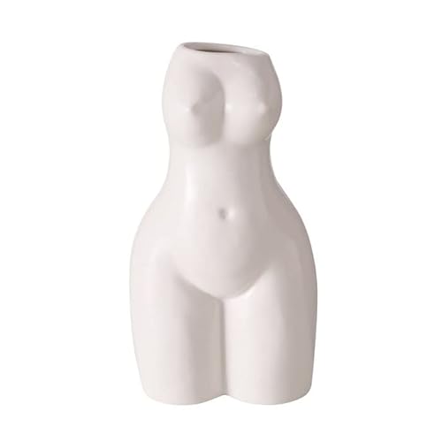 BLOOMINGHOME Vase Körpervase Frauenkörper Porzellan Weiß Höhe 17 cm | Körperform, Frauentorso, Körperkunst-Vase, abstrakte Skulptur, Dekoration von Bloominghome