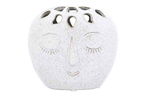 Bloomingville 5.75" H Stoneware with Multiple Openings, Embossed Face & Reactive Glaze Finish (Each one Will Vary) Vase, grau von Bloomingville