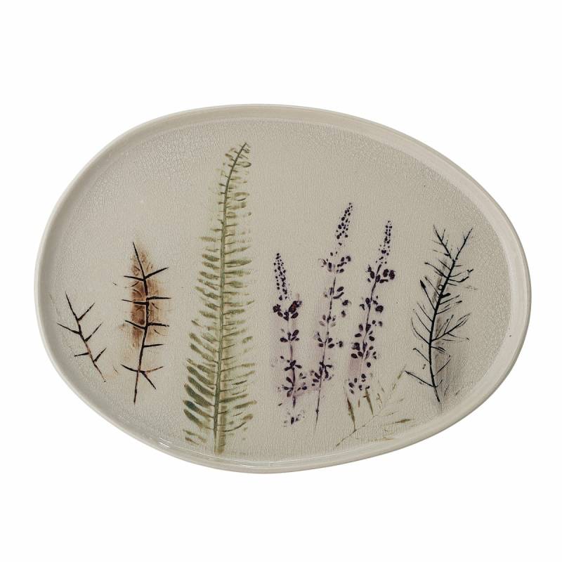 Bloomingville Bea Geschirr Servierplatte Tablett Steingutplatte Steingut Natur B-Ware von Bloomingville