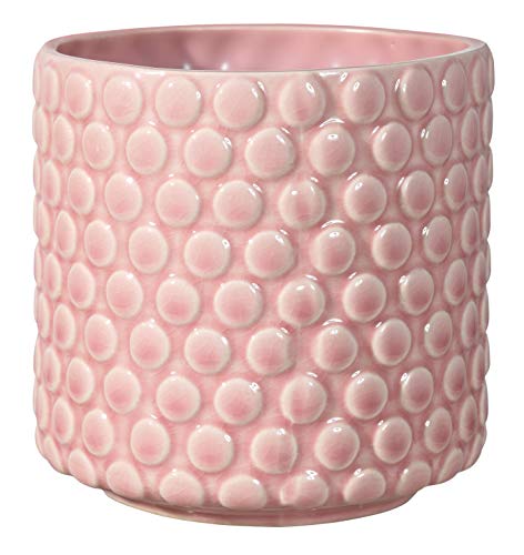 Bloomingville Blumentopf Dot Retro Übertopf Vintage Pflanztopf für Zimmerplanzen S (12,5 cm ø) Öffnung: 11 cm ø, rosa, Keramik von Bloomingville