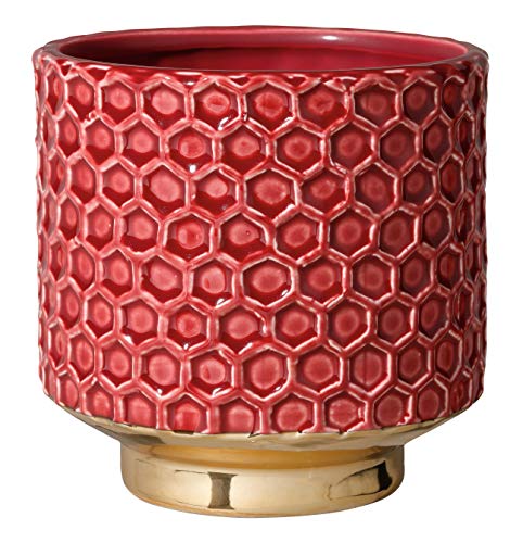 Bloomingville Blumentopf Home Retro Übertopf Vintage Pflanztopf für Zimmerplanzen M (12,5 cm ø) Öffnung: 10,5 cm ø, rot, Keramik von Bloomingville