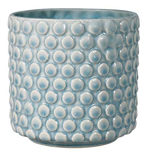 Bloomingville Blumentopf Dot Retro Übertopf Vintage Pflanztopf für Zimmerplanzen S (12,5 cm ø) Öffnung: 11 cm ø, sky blue, Keramik von Bloomingville