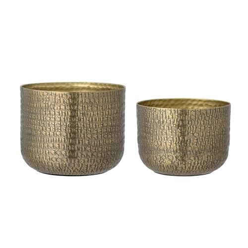 Bloomingville Blumentopf Constance Gold 2er Set Metall Übertopf 15x11 und 18x14 von Bloomingville
