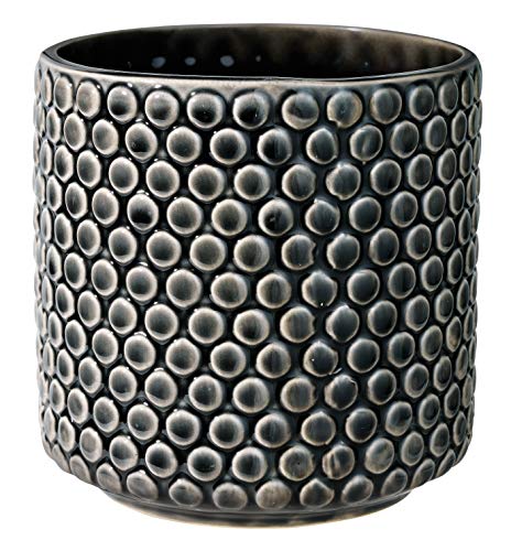 Bloomingville Blumentopf Dot Retro Übertopf Vintage Pflanztopf für Zimmerplanzen M (15,5 cm ø) Öffnung: 13 cm ø, schwarz, Keramik von Bloomingville