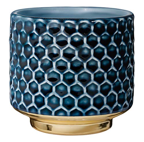 Bloomingville Blumentopf Home Retro Übertopf Vintage Pflanztopf für Zimmerplanzen, Sukkulenten S (10 cm ø) Öffnung: 9 cm ø, petrol blau, Keramik von Bloomingville