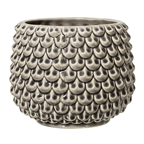 Bloomingville Blumentopf Pinecone Retro Übertopf Vintage Pflanztopf für Zimmerplanzen L (16,5 cm ø) Öffnung: 12 cm ø, grau, Keramik von Bloomingville