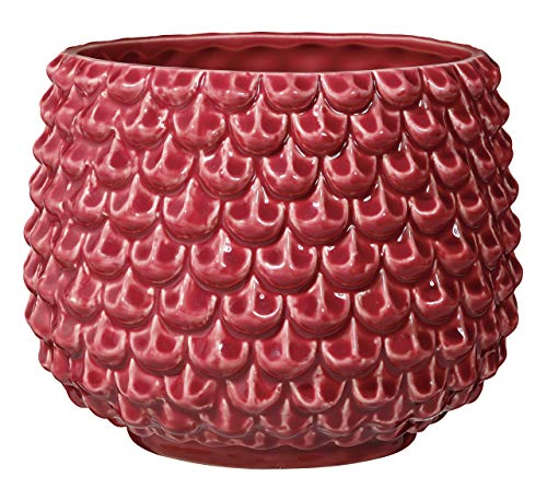 Bloomingville Blumentopf Pinecone Retro Übertopf Vintage Pflanztopf für Zimmerplanzen L (16,5 cm ø) Öffnung: 12 cm ø, rot, Keramik von Bloomingville