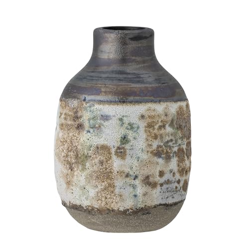 Bloomingville Crina Collection – Gemütliches Thema, handgefertigte braune Steingut-Vase mit einzigartiger, reaktiver Glasur, für rustikale Heimdekoration, ideal für Blumen, D11 x H16 cm, 82057653 von Bloomingville