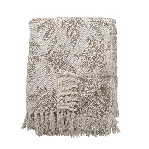 Bloomingville Decke Gabriela Braun Beige Tannenzweige 160x130 cm Wolldecke Plaid von Bloomingville