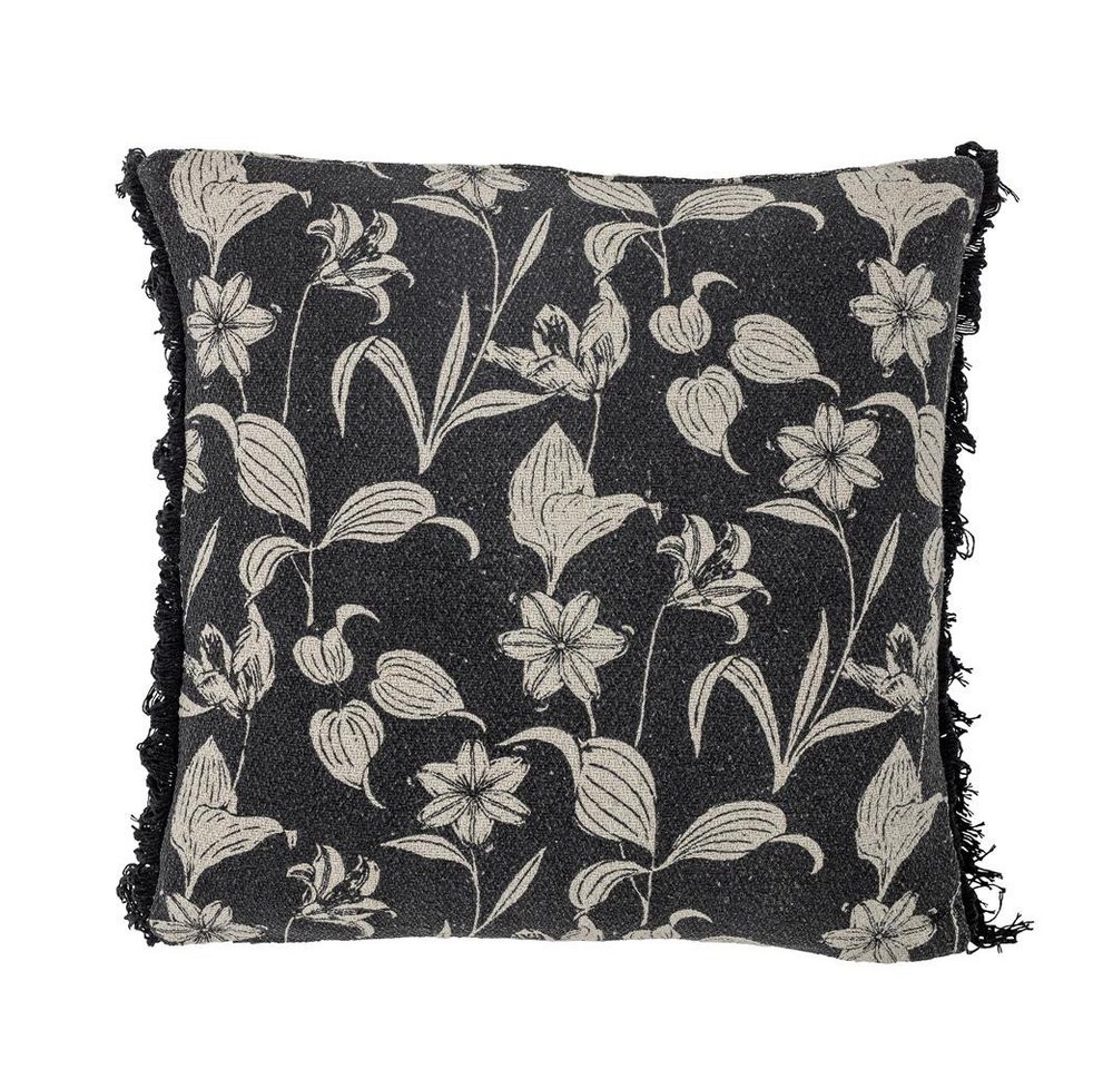 Bloomingville Dekokissen Mali, schwarz mit Blumenprint, 50x50 cm, Recycelte Baumwolle, Blumenmuster, Maschinenwäsche, gemütlich von Bloomingville