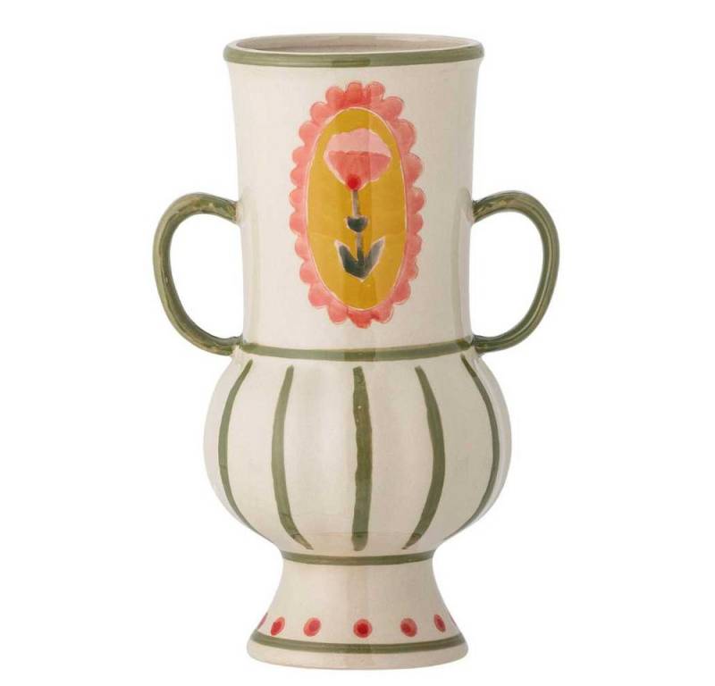 Bloomingville Dekovase Bloomingville Vase ODINA Creme Grün mit Henkeln 21x14 cm von Bloomingville