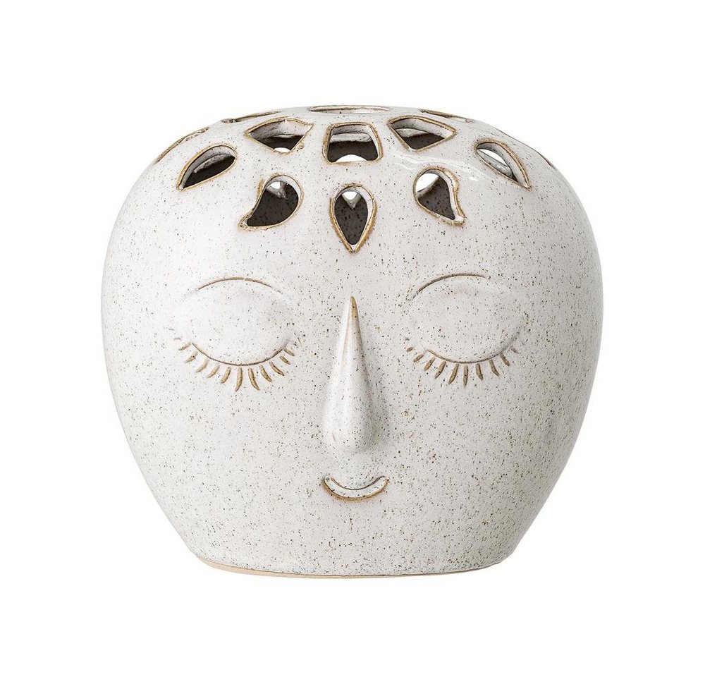 Bloomingville Dekovase Elissa Vase mit Gesicht, aus Steingut, Blumenvase, Rundvase, dänisches Design, Weiß von Bloomingville
