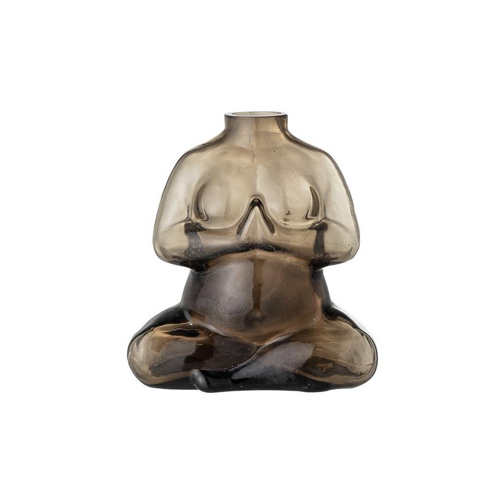 Bloomingville Dekovase Elze (1 St), Glas Frauenfigur Yogafigur braun von Bloomingville