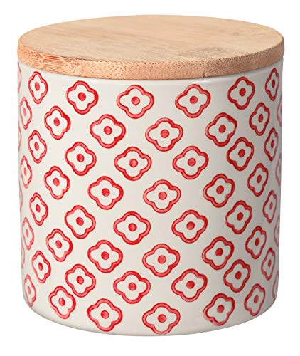 Bloomingville Dose Emma Aufbewahrung Behälter Topf Pott luftdicht Ø 10 x H 10 cm, rot, Keramik, Bambus, fasst ca. 400 ml Bloomingville Dose Emma Aufbewahrung Behälter Topf Pott luftdicht Ø 10 x H 10 cm, rot, Keramik, Bambus, fasst ca. 400 ml von Bloomingville