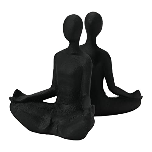 Bloomingville Gusseisen, Yoga-Figur, 2 Stück, Schwarz Buchstützen, 5" L x 3" W x 6" H von Bloomingville