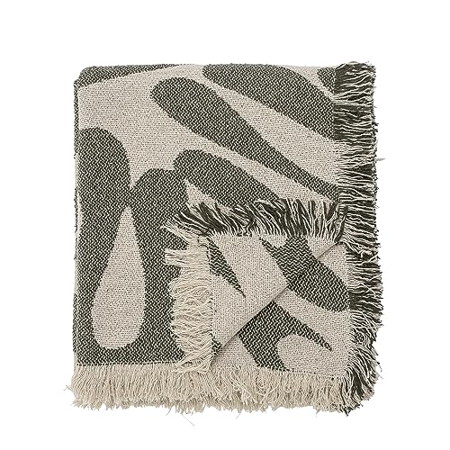 Bloomingville Hochwertige Tagesdecke 160 x 130 cm – Vielseitige Kuscheldecke aus recycelter Baumwolle, ideal als Sofadecke oder für Bett und Garten, kuschelig weich und pflegeleicht (Grün) von Bloomingville