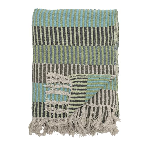 Bloomingville Hochwertige Tagesdecke 160 x 130 cm – Vielseitige Kuscheldecke aus recycelter Baumwolle, ideal als Sofadecke oder für Bett und Garten, kuschelig weich und pflegeleicht von Bloomingville