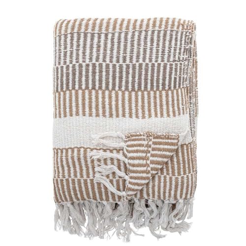 Bloomingville Hochwertige Tagesdecke 160 x 130 cm – Vielseitige Kuscheldecke aus recycelter Baumwolle, ideal als Sofadecke oder für Bett und Garten, kuschelig weich und pflegeleicht von Bloomingville