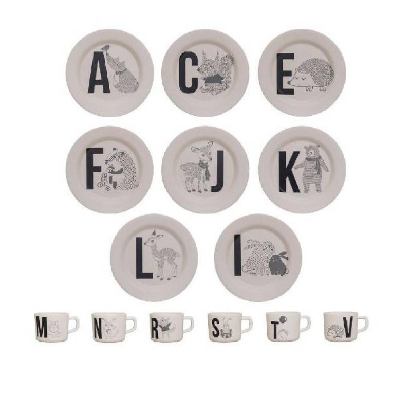 Bloomingville Kindergeschirr-Set Teller Und Tasse Bambus Buchstabe K von Bloomingville