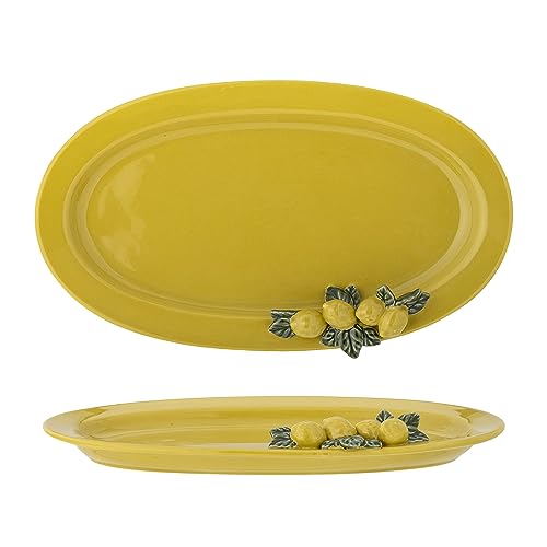 Bloomingville Limone Servierplatte, Gelb, Steingut von Bloomingville