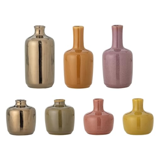 Bloomingville Maien Vase, Braun, Steingut, T6,5xH14 cm, 7er-Set von Bloomingville