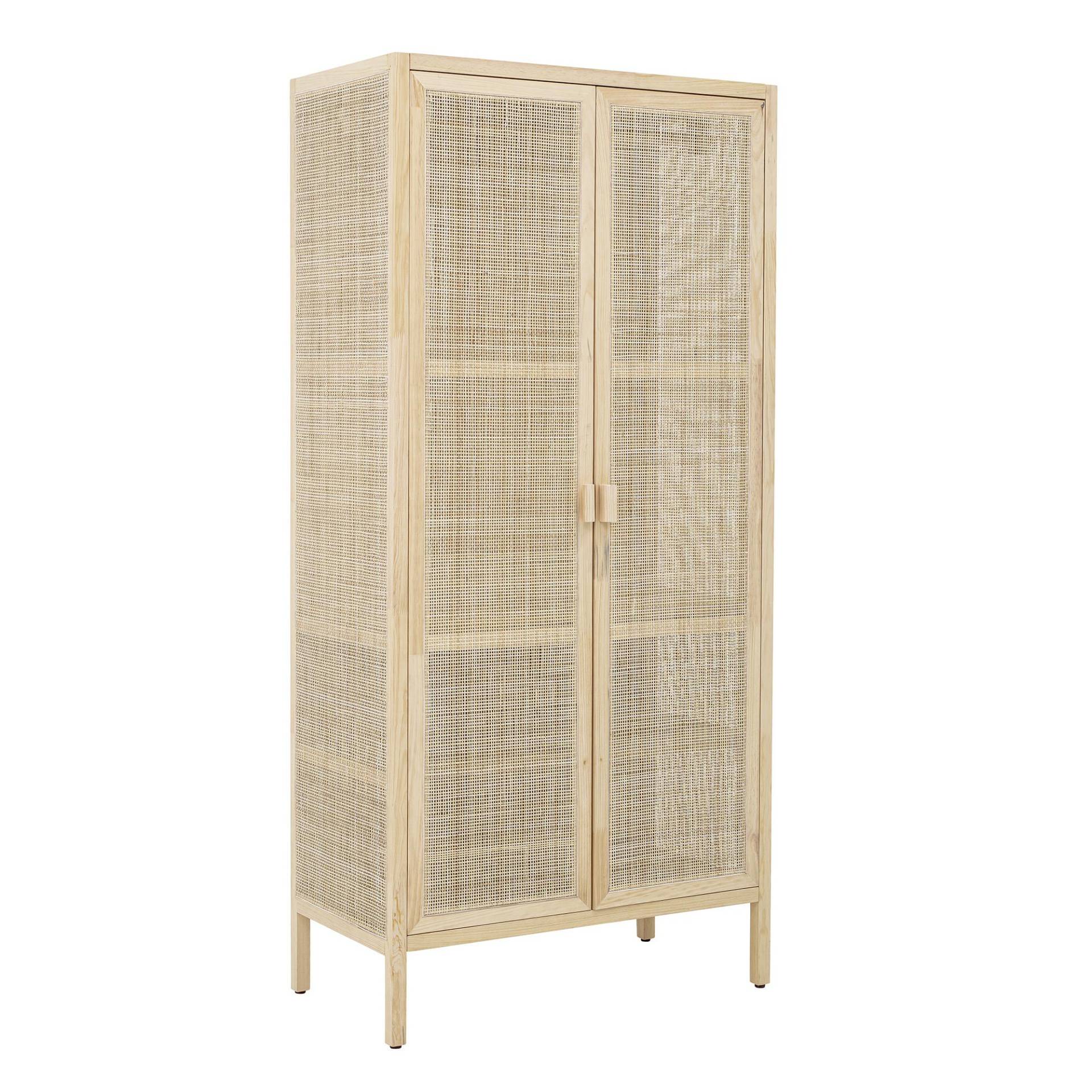 Bloomingville - Mariana Kleiderschrank - natur/mit 2 Türen Rattan/BxHxT 85x180x45cm/1x Kleiderstange/2x Boden max. 15kg belastbar von Bloomingville