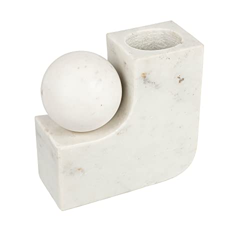 Bloomingville Moderner Marmor-Kerzenhalter mit Kugel, weiße Vase von Bloomingville