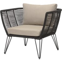 Bloomingville - Mundo Lounge Chair mit Kissen, schwarz / beige von Bloomingville