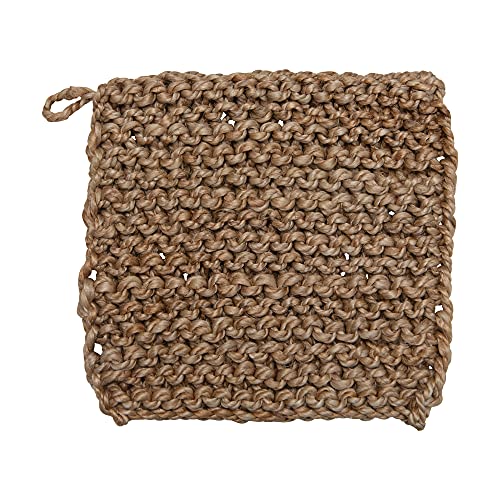 Bloomingville Quadratischer Topflappen aus natürlicher Jute, gehäkelt, 20,3 cm, quadratisch von Bloomingville