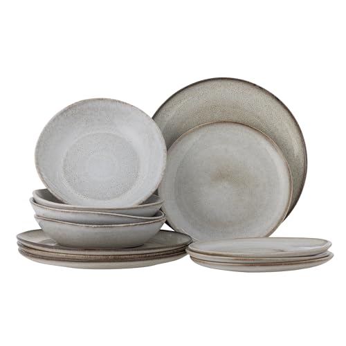 Bloomingville Sandrine Geschirrset, Natur, Steingut, T:T28,5x/T:T22xH2/B:T22xH5cm,5, Set mit 4x3 Stück, 450 ml von Bloomingville