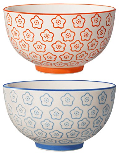 Bloomingville Schalen Isabella Retro Dessertschalen Schüssel Vintage Ø 11,5 cm, rot blau, Keramik, 2er Set, fasst ca. 280 ml Bloomingville Schalen Isabella Retro Dessertschalen Schüssel Vintage Ø 11,5 cm, rot blau, Keramik, 2er Set, fasst ca. 280 ml von Bloomingville