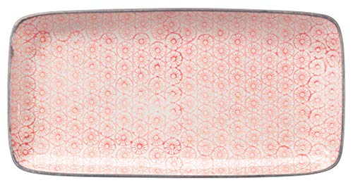 Bloomingville Servierplatte Cecile Retro Servierteller eckig Vintage rechteckige L 30 x W 15 cm, rosa, Keramik von Bloomingville