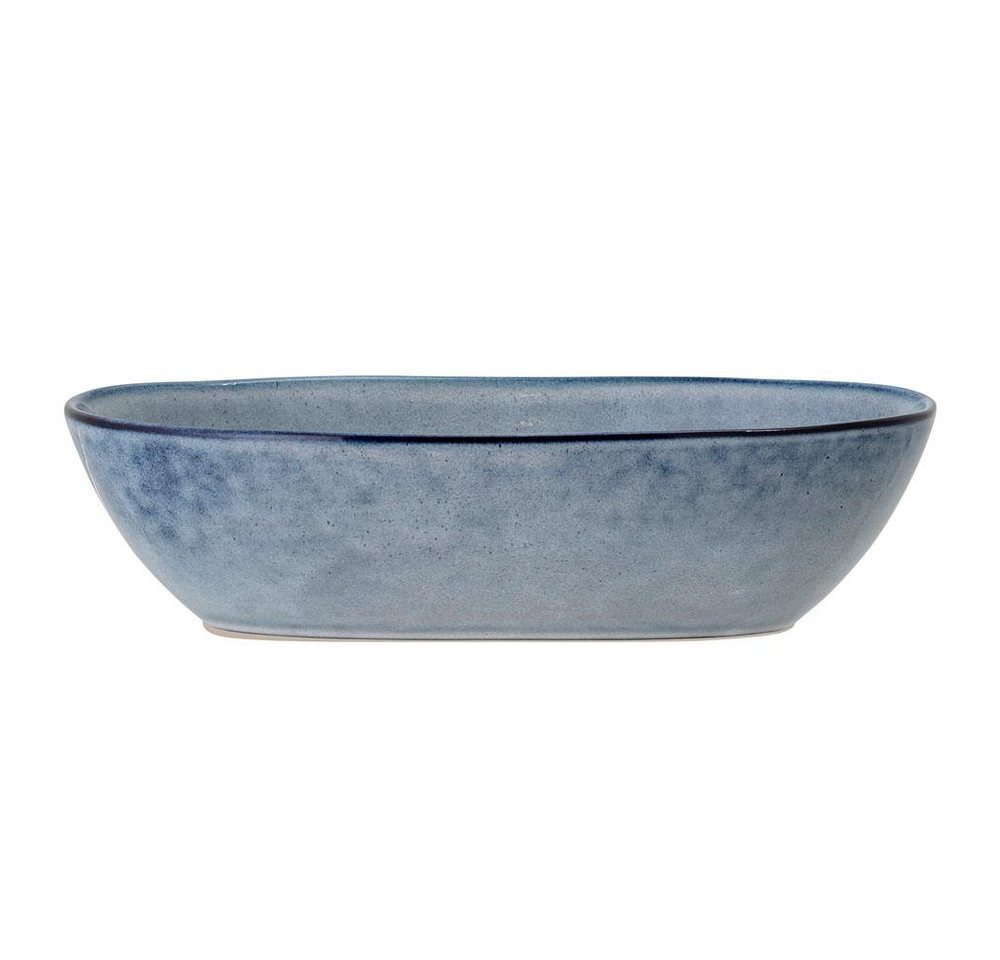 Bloomingville Servierschale Sandrine Serving Bowl, Blue, Stoneware, 25,5x16,5cm Keramik ovale Servierschüssel, Schale, Schüssel, dänisches Design, blau von Bloomingville