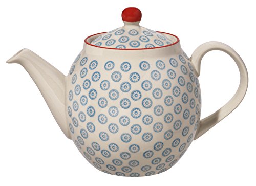 Bloomingville Teekanne Emma Retro große Kanne mit integriertem Sieb vor der Tülle Vintage ø 14 cm, blau, Keramik, fasst ca. 1200 ml Bloomingville Teekanne Emma Retro große Kanne mit integriertem Sieb vor der Tülle Vintage ø 14 cm, blau, Keramik, fasst ca. 1200 ml von Bloomingville