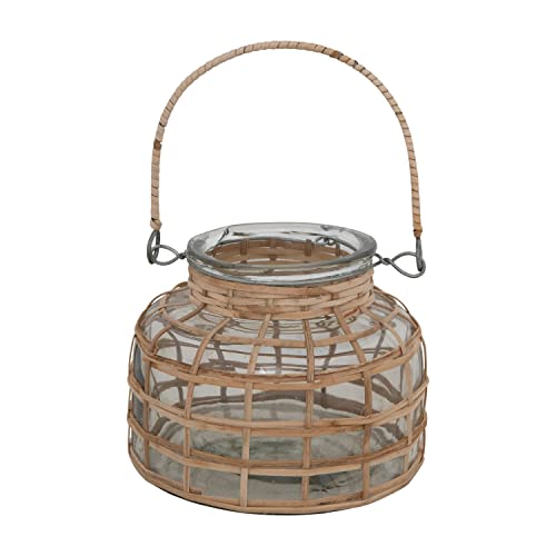 Bloomingville Teelichthalter mit Henkel, Rattan, 12,7 x 12,7 x 10,2 cm, Natur von Bloomingville