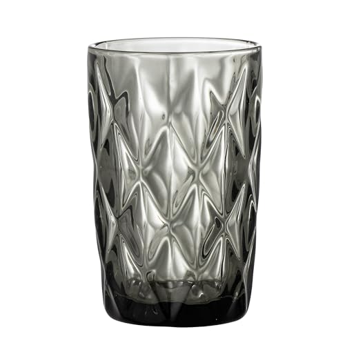 Bloomingville Trinkglas ASANA Grau 12x8 cm Glas 400 ml Geprägtes Muster von Bloomingville