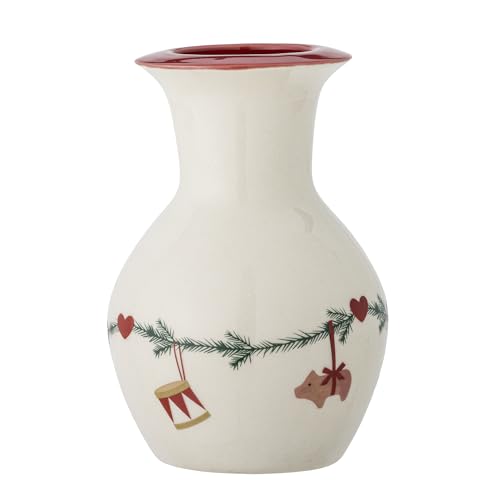 Bloomingville Vase Yule Weiß Weihnachtsmotiv 16x10 cm Blumenvase Keramik von Bloomingville