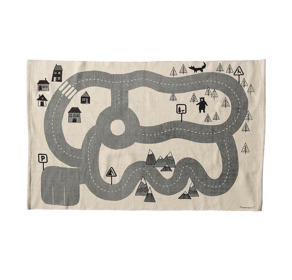 Kinderteppich Dennis Rug, Bloomingville, Baumwolle Läufer Kinderzimmer Deko dänisches Design 150 cm x 100 cm Teppich Grau von Bloomingville