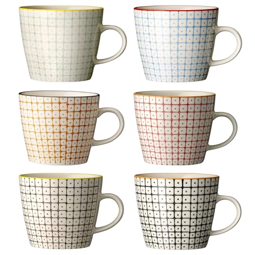 Bloomingville Tassen Carla - Kaffeetasse Teetasse mit Henkel, rot orange blau, Keramik, 6er Set von Bloomingville